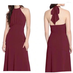 Donna Morgan Catalina Crepe Halter Maxi Dress Size 10